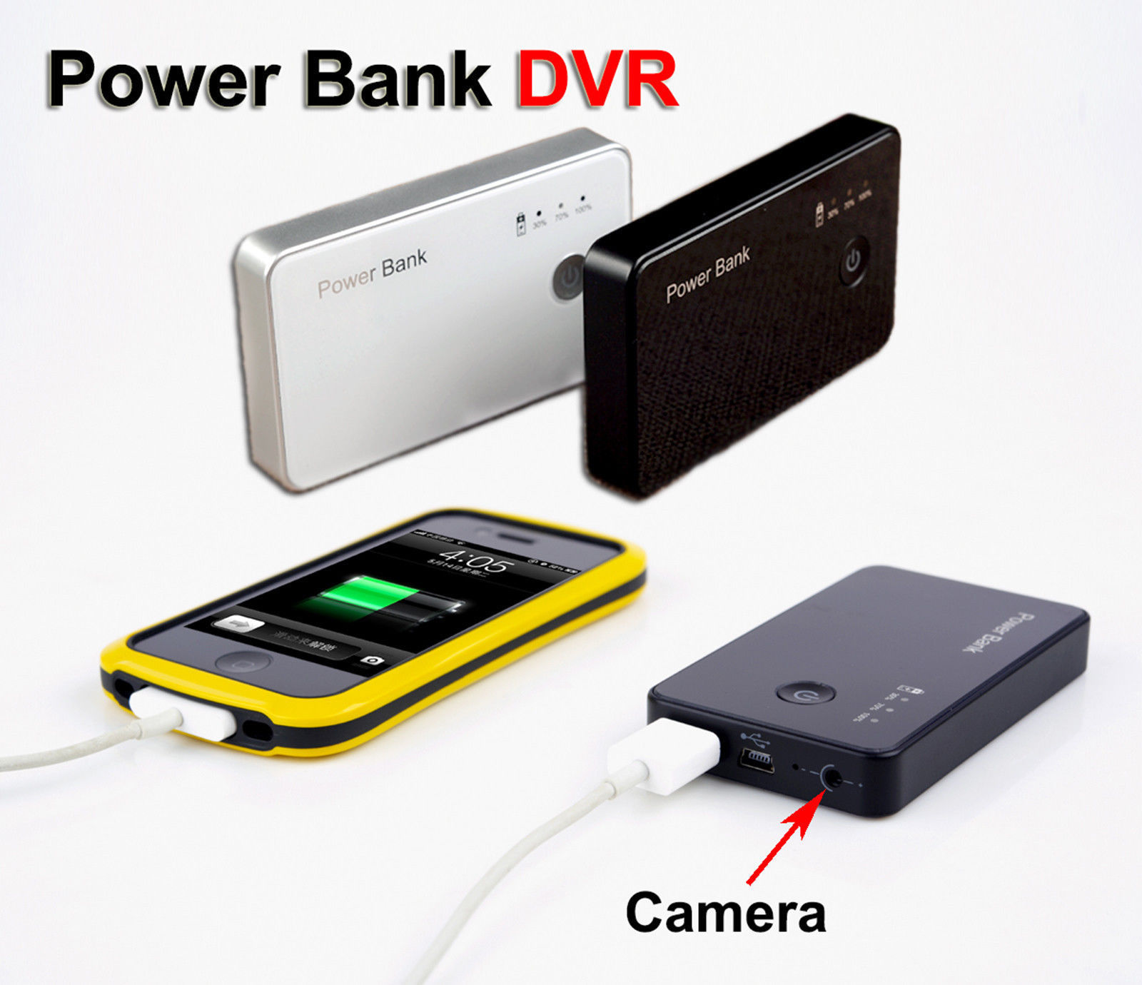 720P Motion Activated Spy Camera DVR Power Bank Portable Battery HD