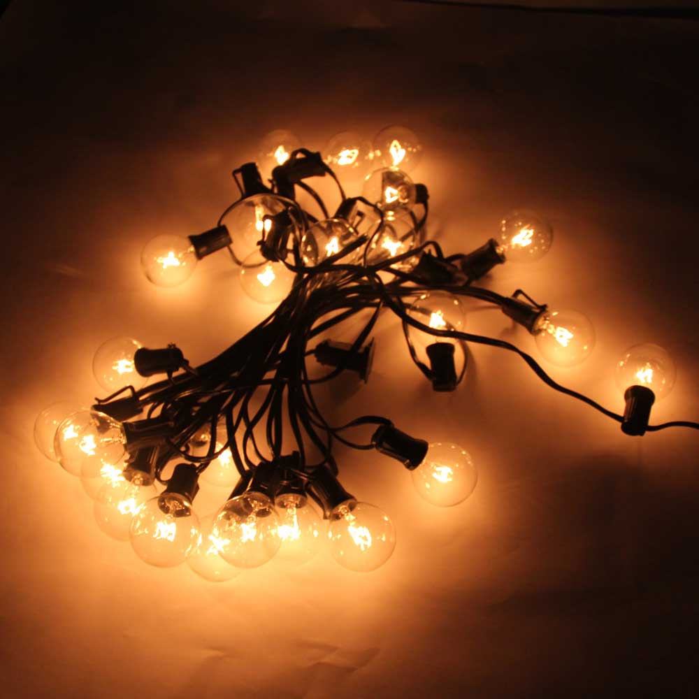 Set of 25 Clear Bulbs: 25 Ft G40 Outdoor String Lights Globe Bulb Xmas Party