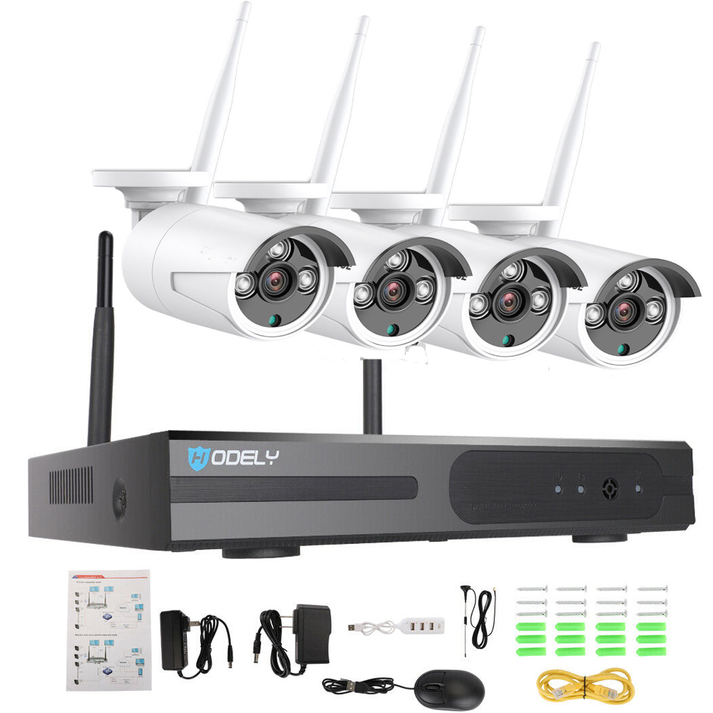 HODELY 4CH Wireless IP Security Camera System 1080P NVR Outdoor WIFI